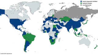 Weltkarte mit Ländern, in denen die EXI aktiv war und ist
