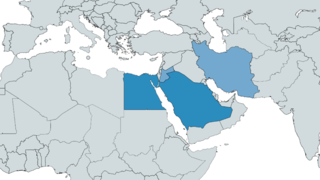 Karte mit folgenden markierten Ländern: Saudi-Arabien, Jordanien, Ägypten, Iran