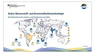 Weltkarte mit Standorten von Projekten im Bereich dezentrale Stromversorgung